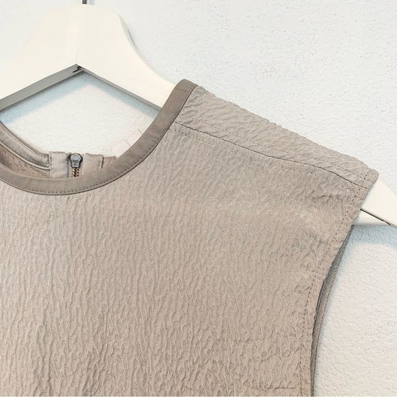 Helmut Lang Textured Silk High-Low Top with Leather Trim  size P - Picture 5 of 10